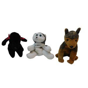 Lot Of 3 TY Puppies, 7" Plush/Stuffed Animals - Poodle, Huskie, German Shepherd